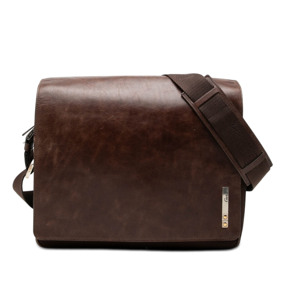 Pre-Loved Cartier Leather and Canvas Santos Messenger Bag